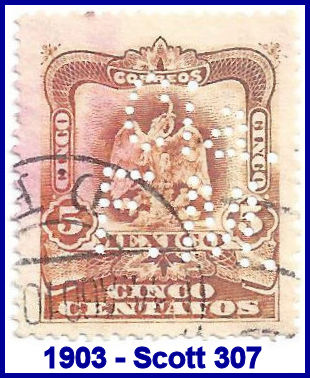 Ferrocarril Mexicano 1903 perfin